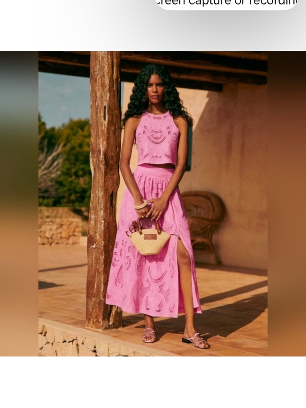 Sezane Pink Eyelet Maxi Dress Set
